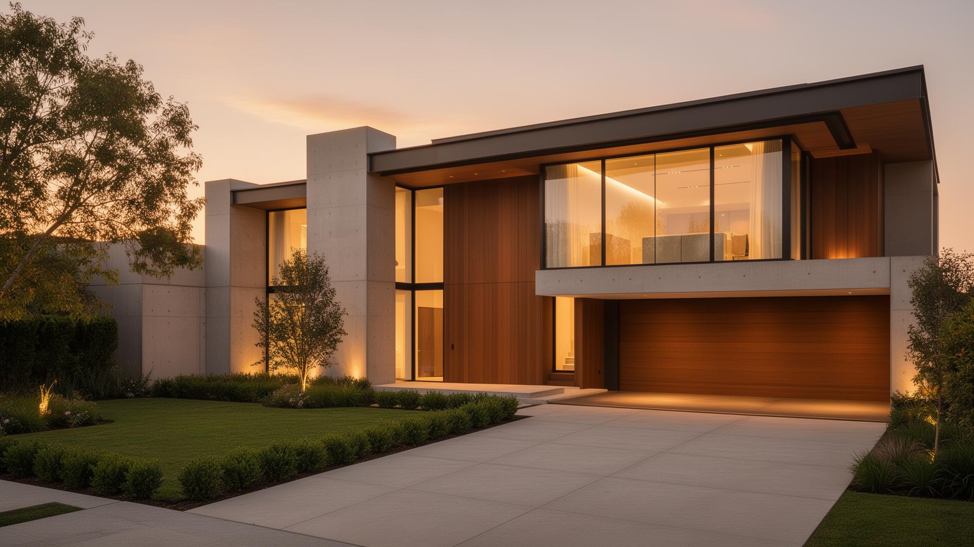 Fachada de uma casa moderna com automação residencial